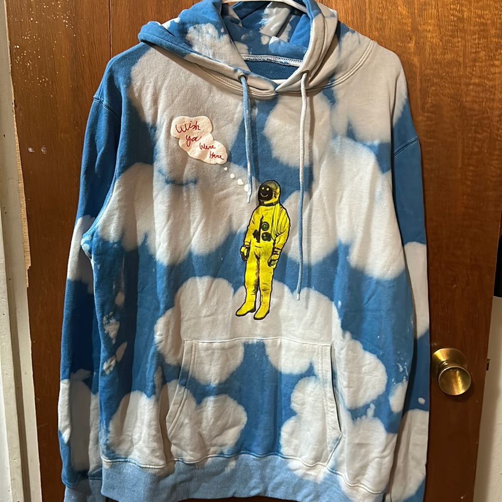 AstroWorld Essentials 100%1:1 Kanye Tie-dye Lightning Cloud Print Hooded Sweater